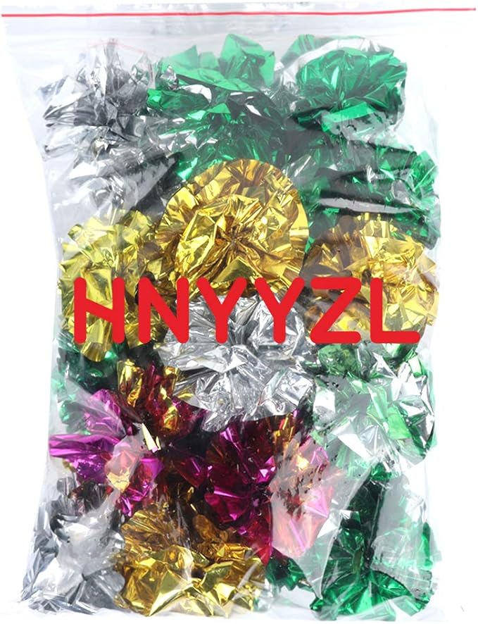 HNYYZL 25 Pack Crinkle Balls Cat Toys - Original Mylar Crinkle Balls Cat Toys（Random Color）