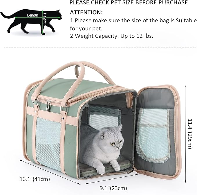 Airline Approved Pet Carrier Backpack, Waterproof PU Foldable Design with Light-Blocking Ventilation, TSA-Compliant Travel Bag for Cats & Small Dogs – Easy Hose Wash & 360° Breathable Mesh