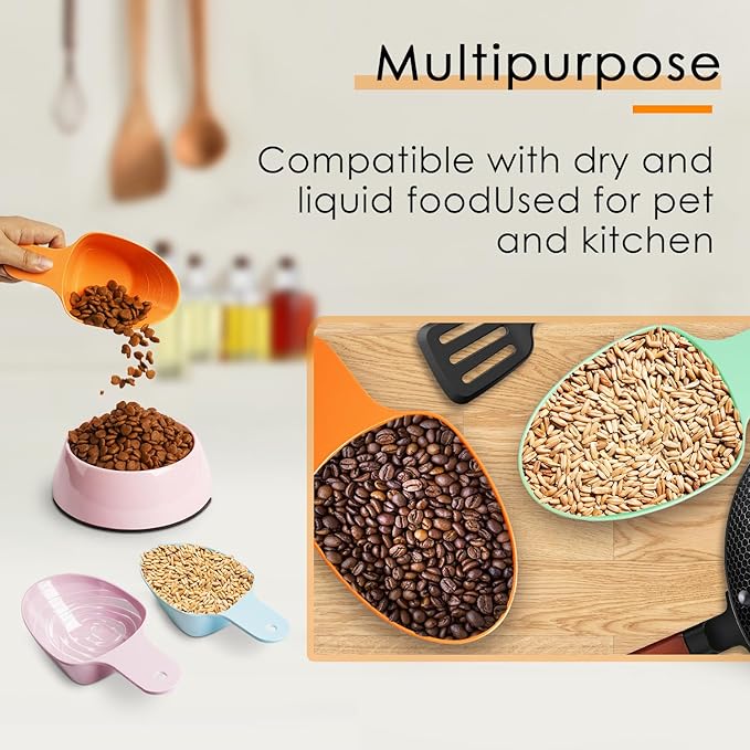 Dog Food Scoop-Melamine Pet Food Measuring Cup - 1 Cup 1/2 Cup 1/4 Cup Dog Cat Bird and Rabbit Food Feeding Scoop Dishwasher Safe - Orange