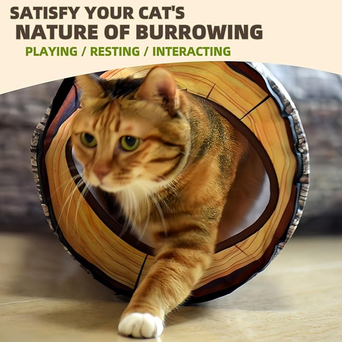 Cat Tunnels for Indoor, Large 3 Way Cat Tube Self Play, Cat Play Tunnel Toy for Indoor Exercise, Collapsible Interactive Peephole Pet Tunnel for Cat Kitty Kitten Puppy Rabbit L 59"