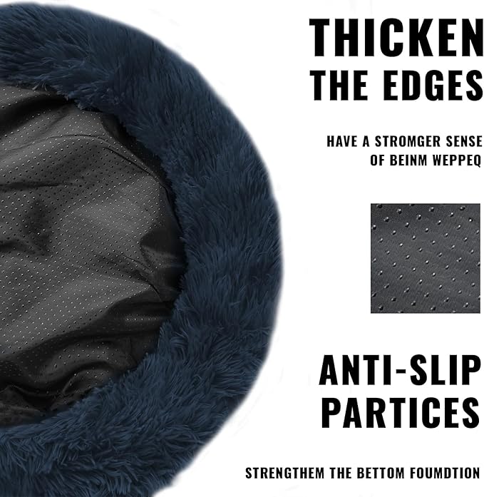 ShinHye Cat Bed Round Plush Fluffy Hooded Cat Bed Cave, Cozy for Indoor Cats or Small Dog beds, Soothing Pet Beds Doughnut Calm Anti-nxiety Dog Bed - Waterproof Bottom Washable (20×20inch, Dark Grey)