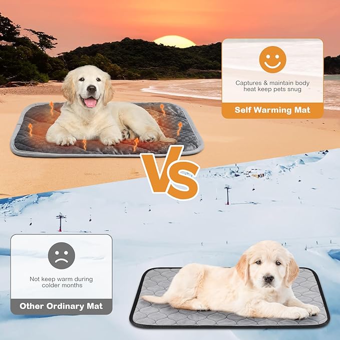 4 Pack Self Warming Cat Bed 16 x 20 Inch Self Heating Cat Mat Warm Thermal Pet Pad Washable Dog Crate Pad Reflects Body Heat Dog Cat Bed Mat Blanket Non Slip Bottom for Outdoor and Indoor Pets
