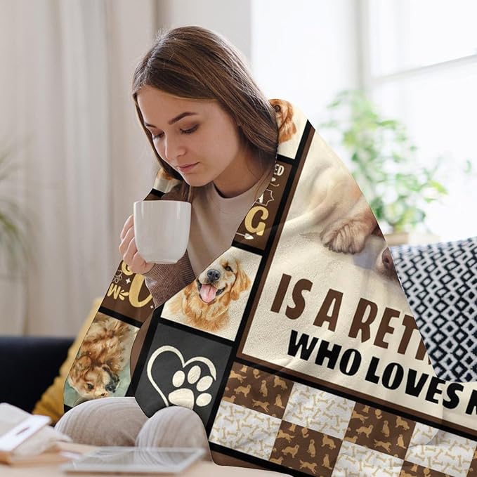 Golden Retriever Dog Print Blanket Best Dog Pet Animal Throw Blankets for Couch Sofa Stuff Decor Gifts Lightweight Soft Cozy Fleece Plush Warm Flannel Bedding for Lover Man Woman Teen Adults 40"x50"