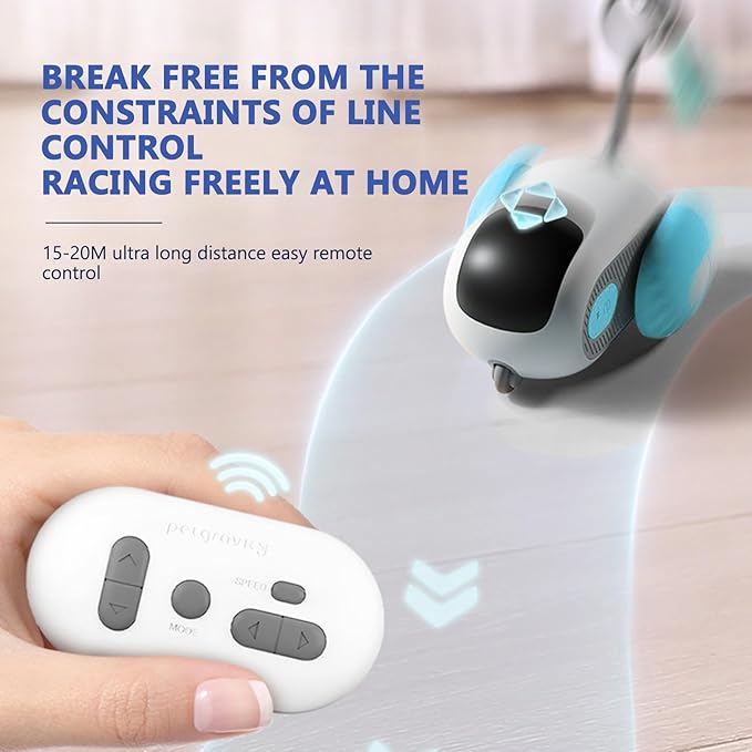 S SUNSBELL Cat Toys for Indoor,Turbo Tail Cat 3.0 Remote Control Mouse Cat Toy, Smart Interactive Cat Toy with Remote Control and 2-Speed Adjustment (Blue)