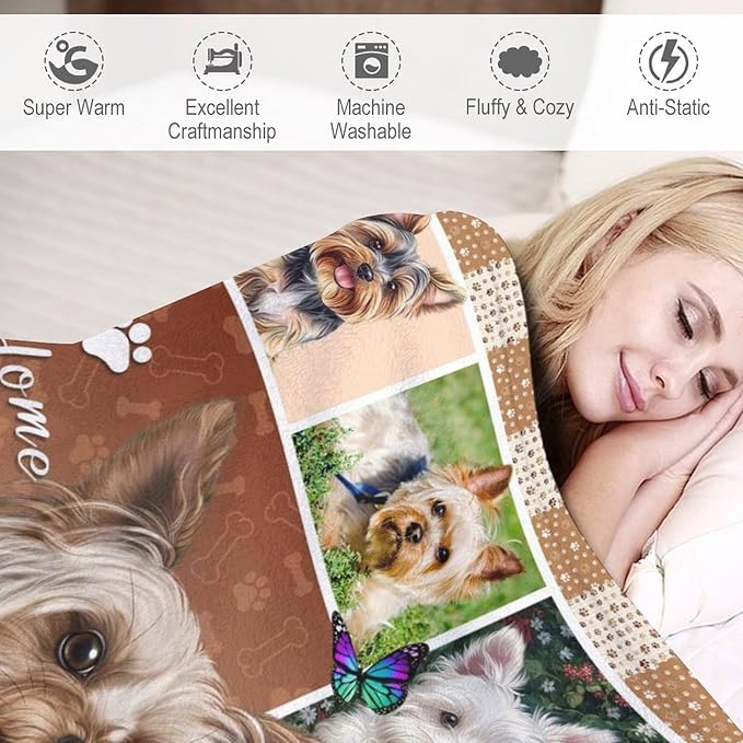 Yorkie Blanket Dog Yorkie Gifts for Girls Boys Woman Yorkshire Lover Throw Blankets Soft Blanket Warm Fleece Flannel Plush Blankets for Bed Sofa Couch 40"x50"