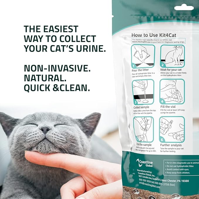 2lb Hydrophobic Cat Litter for Urine Collection, Hydrophobic Sand Urine Collection Litter Kit I Collect cat Urine Sample for Test (3 x 11oz Bags)