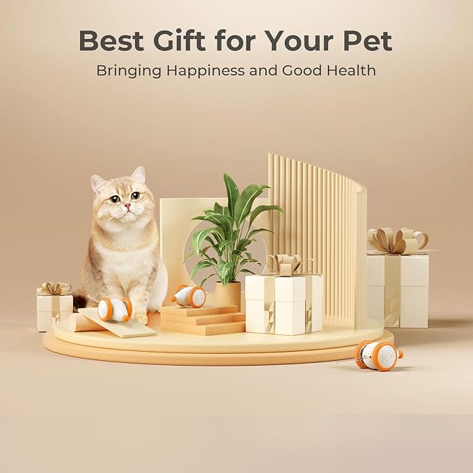 Cheerble Interactive Cat Toys for Indoor Cats, Automatic Cat Toy with LED Lights, Wicked Mouse Toys, Kitten Toys, Pet Toys, Smart Electric Cat Toy, USB Rechargeable, Auto On/Off… (Yellow)