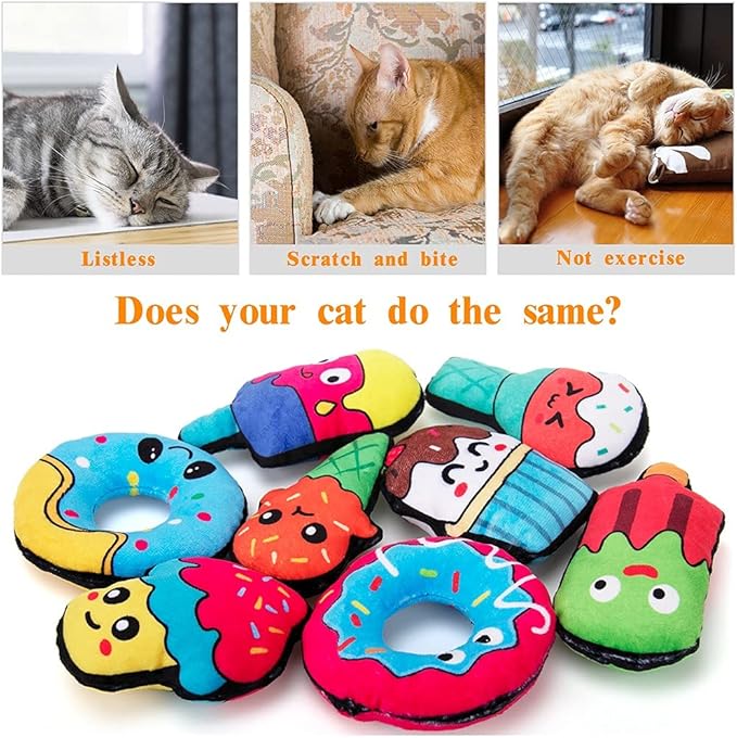 Catnip Toys for Indoor Cats, Natural Catnip Cat Toys Kitten Toys - 8 PCS Fish Cat Toys Set for Boredom