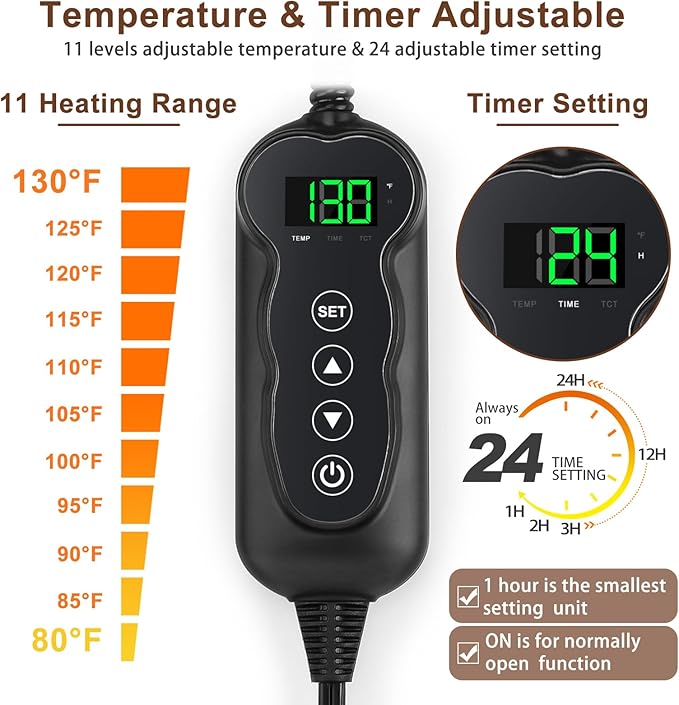 MIXJOY Heated Cat Bed, 11 Adjustable Temperature Cat Heating Pad Indoor with Timer, Pet Heating Pad for Cats Dogs, Electric Dog Heating Pad with Washable Cover, Heated Pet bed-18''x16'', Small