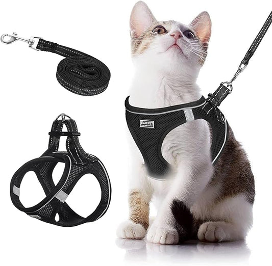 Cat Harness and Leash Escape Proof,Soft Adjustable Kitten Vest Harness for Walking Reflective Easy Control Pet Harness for Cat Small Dog Puppy