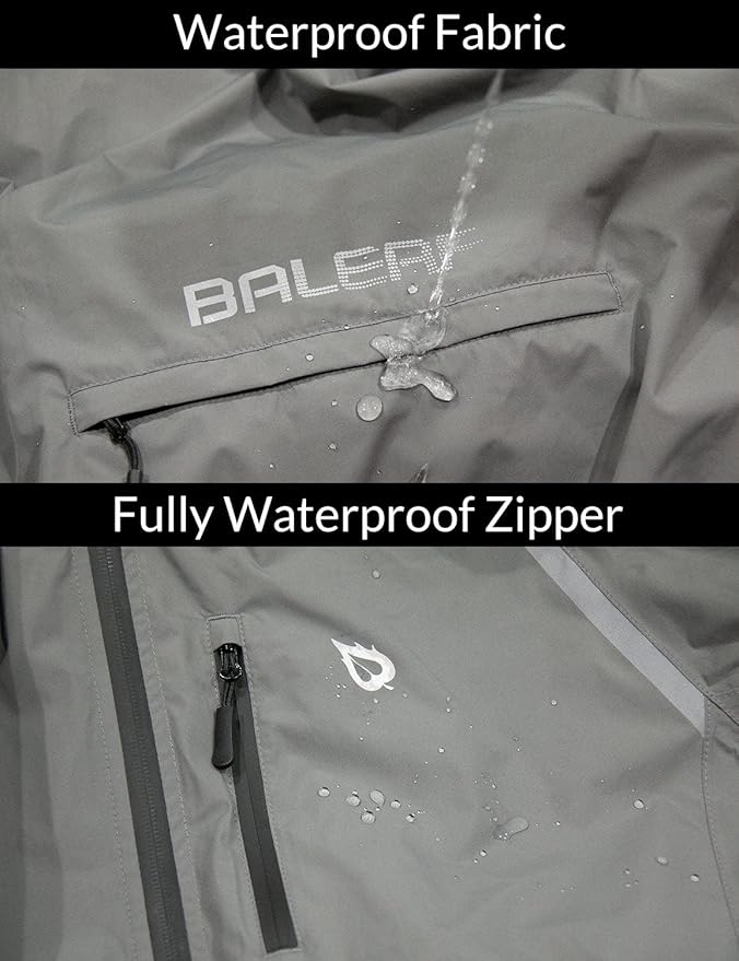 baleaf Men's Rain Jacket Waterproof Windbreaker Running Cycling Golf Hiking Gear Hood Lightweight Reflective Packable