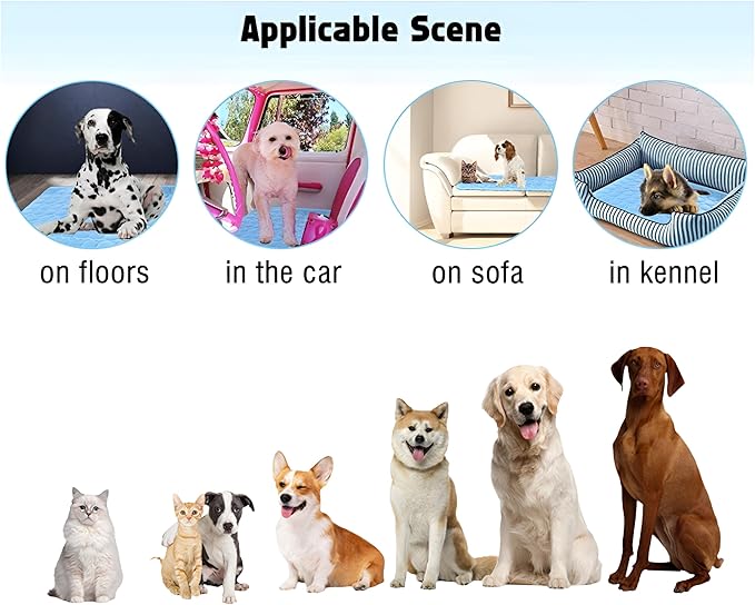 Pet Cooling Mat Cooling Fiber - Washable Non-Toxic Pet Indoor Outdoor Bed, Foldable Pee Pads for Dogs Settle Mat Cooling Dog Blanket Cat Cooling Pad (Grey, Medium)