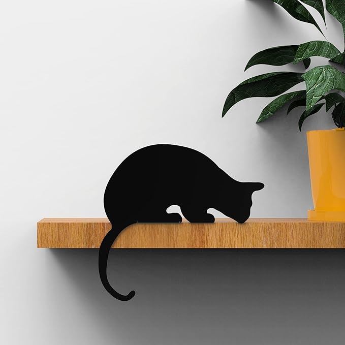 Artori Design Cat Figurine for Home Decorations and Living Room Decorations - Funny Cat Stuff for Cat Lovers - Metal Cat Decorations, Cat Statue for Shelf Decor - Sherlock Black Cat Decor