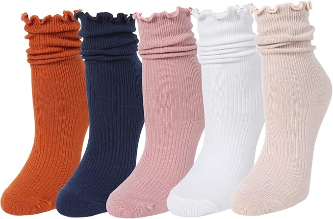 Benefeet Sox Womens Girls Ruffle Crew Socks Novelty Cute Frilly Dress Socks Cotton Lettuce Trim Turn-Cuff High Ankle Sock