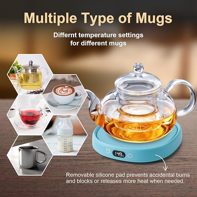 Bsigo Coffee Mug Warmer & Best CAT MOM Ever Mug Set, Tea Cup Warmer for Desk Candle Melter Wamer Beverage Coffee Warmer with 3 Temp Settings, 8H Auto Shut Off, Mom Mother Birthday Womens Mothers Day