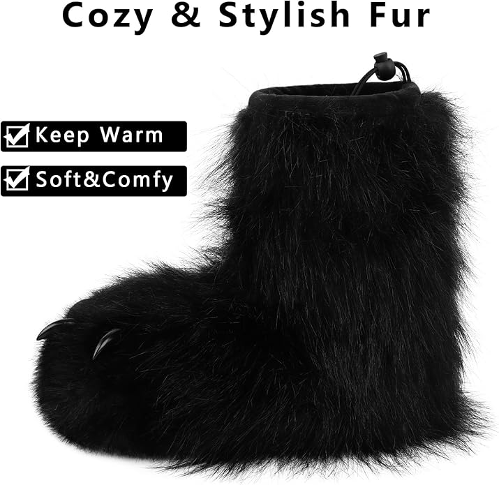 Animal Fuzzy Slippers Bear Cat Wolf Dog Fox Fursuit Feet Paw Claw Shoes Furry Boots Costume Accessories for Adult Kids