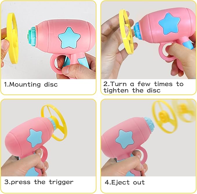 Andiker Cat Fetch Toy, Interactive Cat Flying Disc Launcher Toy with 5 Colorful Flying Propellers for Cat Enrichment, Flying Saucer Toy for Cat for Training and Chasing (Blue)