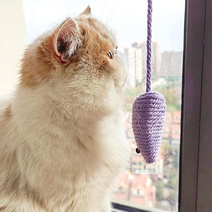 Cat Mouse Toys, 4 PCS Funny and Cute Cat Toy Mice Set with Built in Sound Stone, Interactive Pets Toy and Kittens for Bored Indoor Adult Cats (Little Mouse)