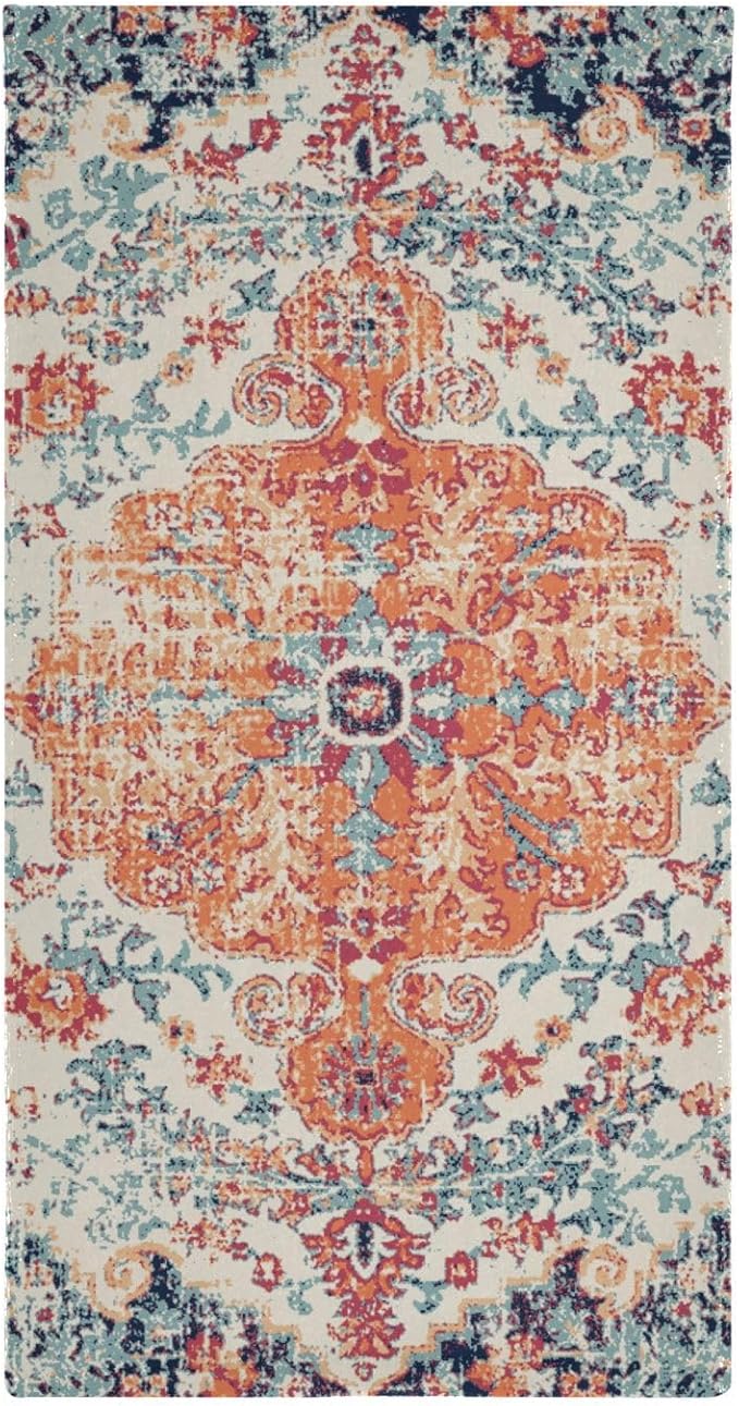 2 Pack Vintage Boho Hand Towels for Bathroom,Soft Absorbent Rustic Orange Southwest Ethnic Bohemian Bath Hand Towels for Kitchen,Decorative Guest Bathroom Towels for Face,Shower,Gym 14"x28"