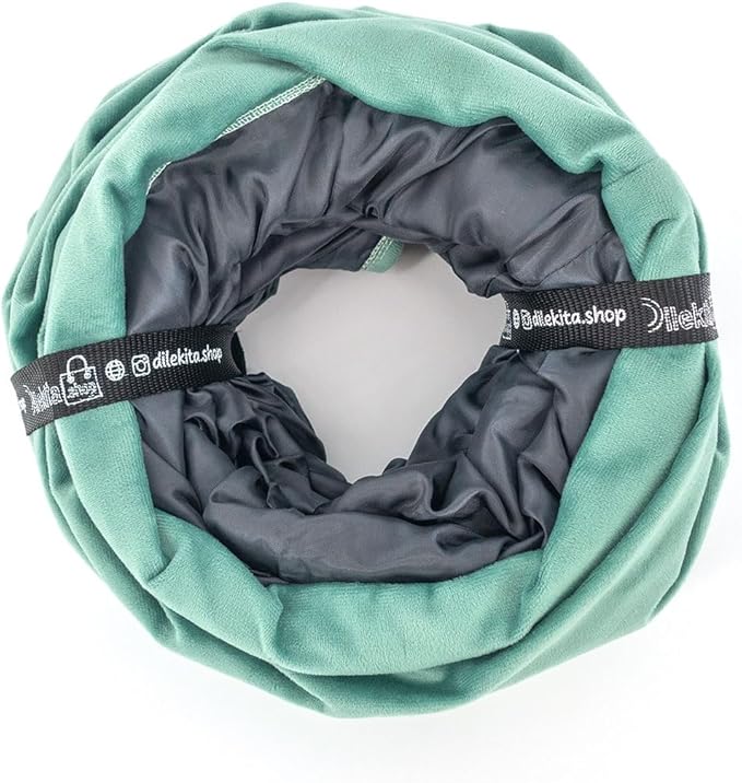 Velvet Fabric - Foldable/Collapsible - 55x8.66 Inches Cat Tunnel (Nile Green)