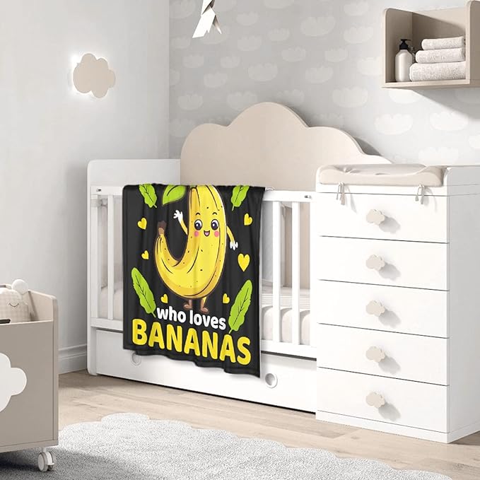 Cute Banana Throw Blanket Gifts for Kids,Bananas Lover,Just Girl Who Loves Bananas Print Blanket,Soft Plush Flannel Quilt for Bed Sofa Couch Room Decoration 40 x 30in for Pet