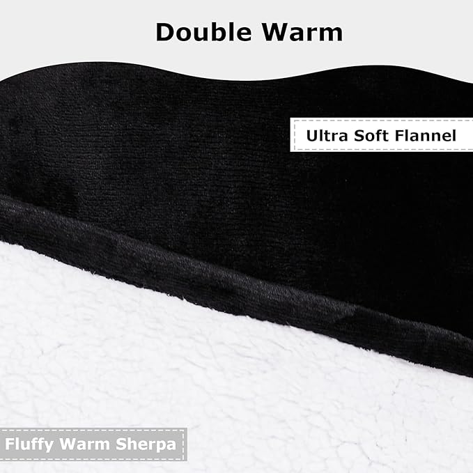 THREE POODLE Wearable Blanket Hoodie, Oversized Sherpa Blanket Sweatshirt for Adults Women Men Kids, Cozy, Warm and Fuzzy Hooded Blanket