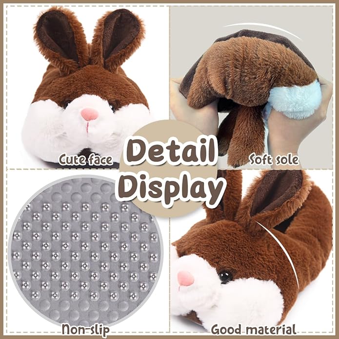 Caramella Bubble Classic Bunny Slippers for Women Funny Animal Novelty Slippers for Adults Cute Plush Rabbit Bedroom Slippers