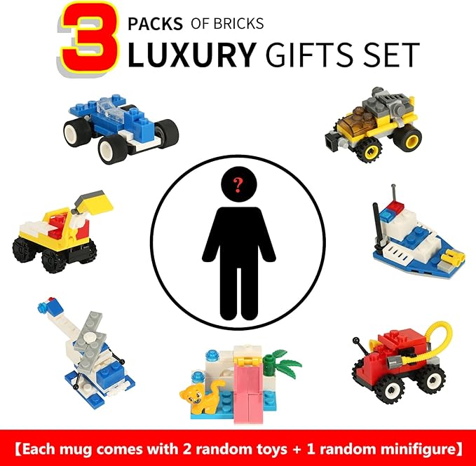 Build-on Brick Coffee Mug, Funny DIY Novelty Cup with Building Blocks Creative for Kids Men Women Xmas Birthday (Yellow)