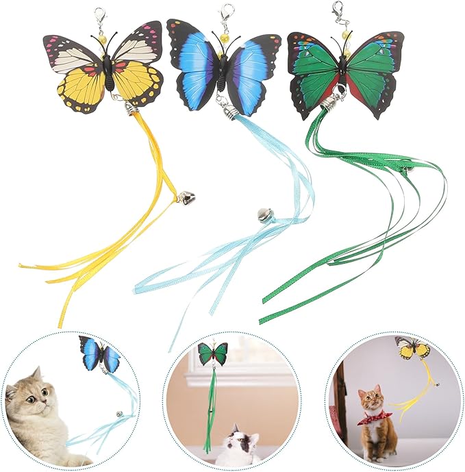 FRCOLOR 3Pcs Cat Teaser Replacement Head Cat Fishing Pole Toy Refills Cats Teaser Toys Interactive Cat Toy Cat Wand Toy Attachment DIY Cat Teaser Wand Stick