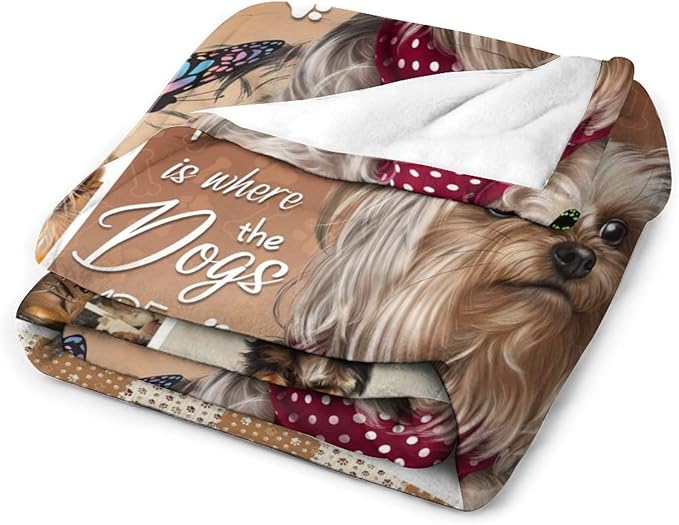 Yorkie Blanket Dog Yorkie Gifts for Girls Boys Woman Yorkshire Lover Throw Blankets Soft Blanket Warm Fleece Flannel Plush Blankets for Bed Sofa Couch 60"x80"