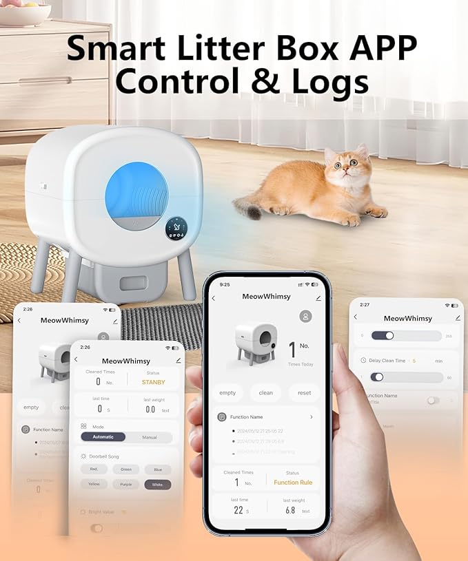 110L Automatic Litter Box-Robot for Multiple Cats, Self-Cleaning Cat Litter Box, Large Electric Kitty Litter Box-APP Control, Odor-Free, Liner & Litter Mat & Aromatherapy Box