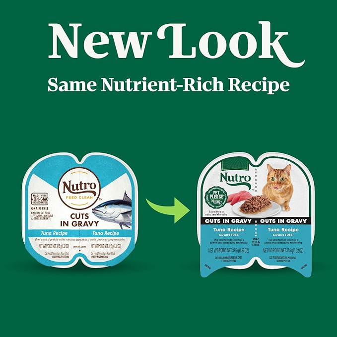 NUTRO PERFECT PORTIONS Cuts in Gravy Real Tuna Wet Cat Food Trays 2.65 Ounces (24 Twin Packs)