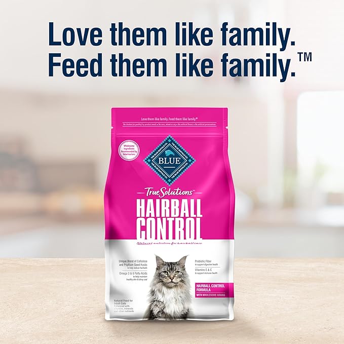 Blue Buffalo True Solutions Hairball Control Natural Dry Food for Adult Cats, Chicken, 11-lb. Bag