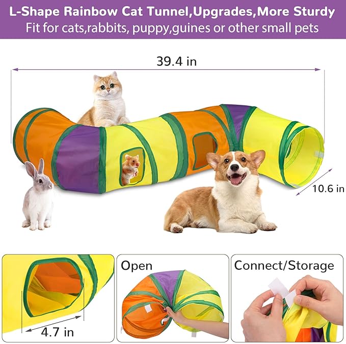 Retro Shaw Cat Toys for Indoor Cats 33 Pack,Kitten Toy Interactive Cat Feather Toy,Collapsible Cat Tunnel Tube Tent,Cat Springs Bell Rainbow Ball Crinkle Toy Mice Toy Pompom Ball Kitty Chase Exercise