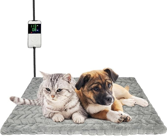 Heated Dog Bed, Completely Chew-Proof Cord Cat Heating Pad, Waterproof Adjustable Temperature Dog Heated Mat, Pet Heating Pad for Puppy Kitten, Electric Pads for Pregnant New Born Pet (M)