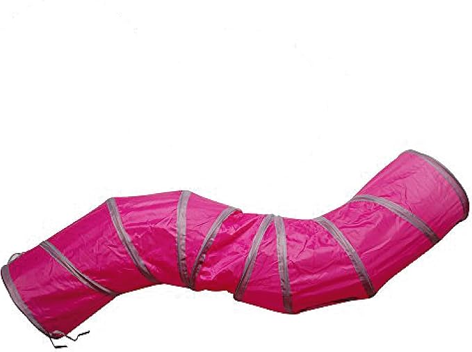 PetLike S Way Cat Tunnel Collapsible Pop-up Pet Tube Hideaway Play Toy with Ball (S-Way, Rose Red)