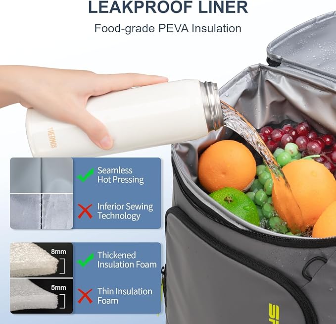 Backpack Cooler Insulated Leak Proof 30/45 Cans, 2 Insulated Compartments Thermal Bag, Portable Lightweight Beach Travel Camping Lunch Backpack for Men and Women