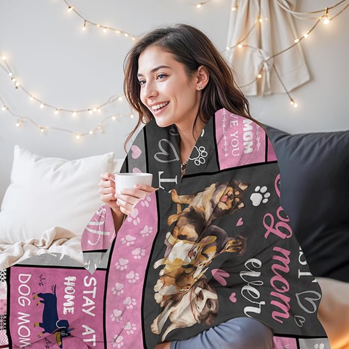 Dog Mom Gifts for Women Blanket, from Dogs, Birthday Present for Women, Dog Lover Gift, Mom Gifts from Daughters, 50"X60"