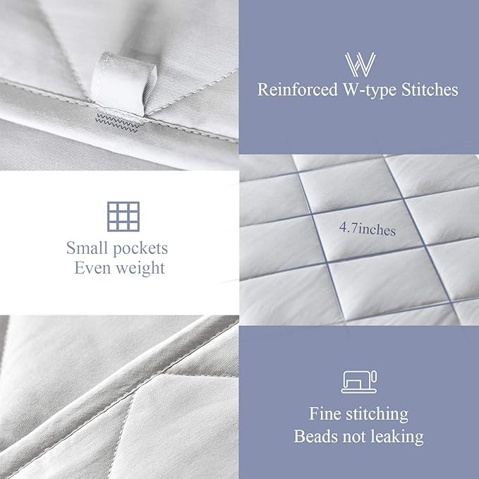 Sivio Weighted Blanket - 100% Cotton Heavy Blanket 7lbs, 41 x 56 inches, Breathable Soft Throw Blanket for Calm Sleeping for Home and School Nap, Solid Grey