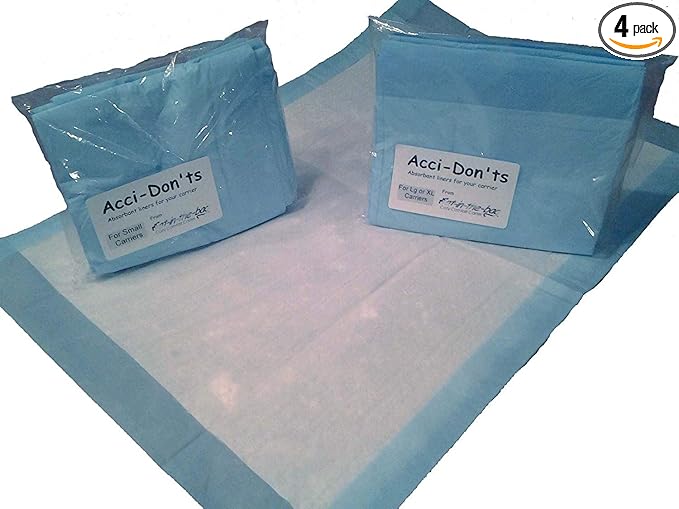 Acci-Don'ts Cat Pee Pad | Pack of 4 Absorbent Adhesive Disposable Cat Pee Liner for Small Cozy Comfort Cat Carrier Bags | Pet Pee Pads for Vet Trips and Travel