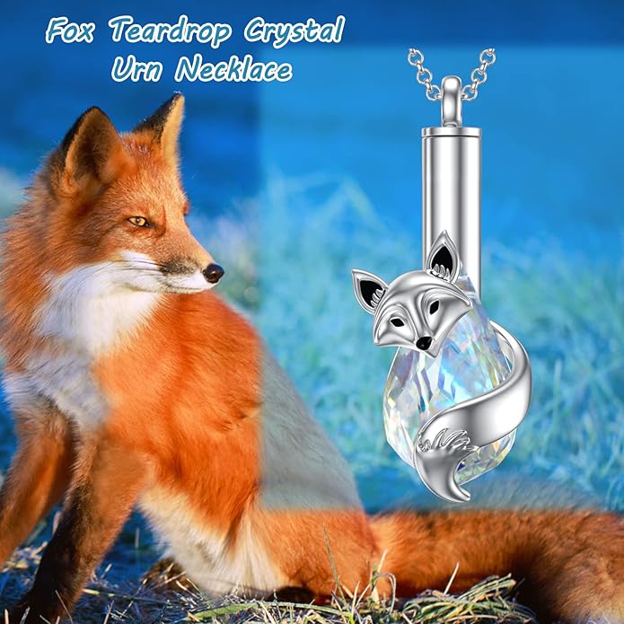Animal Crystal Urn Necklace For Ashes Sterling Silver Butterfly Dragonfly Bee Phoenix Peacock Hummingbird Fox Angel Wing Pentagram Pentacle Cremation Necklace Heart Teardrop Urn Holder Necklaces For Women Memorial Jewelry