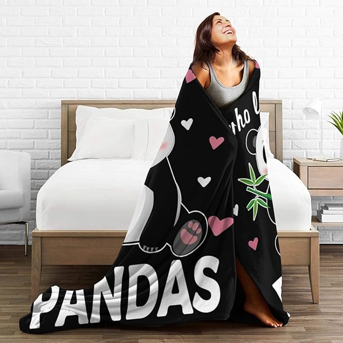 Panda Blanket Cute Panda Plush Throw Blanket Super Soft Cozy Warm Fleece Just A Girl Who Loves Panda Bedding Blanket Gifts for Kids Girls Boys Women 50"X60"