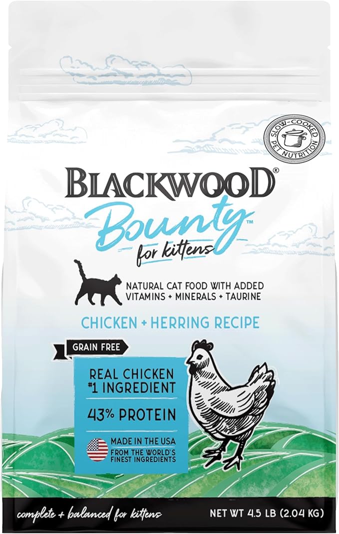 Blackwood Bounty Grain Free Kitten Food, Chicken and Herring Recipe, 4.5 lb. Bag