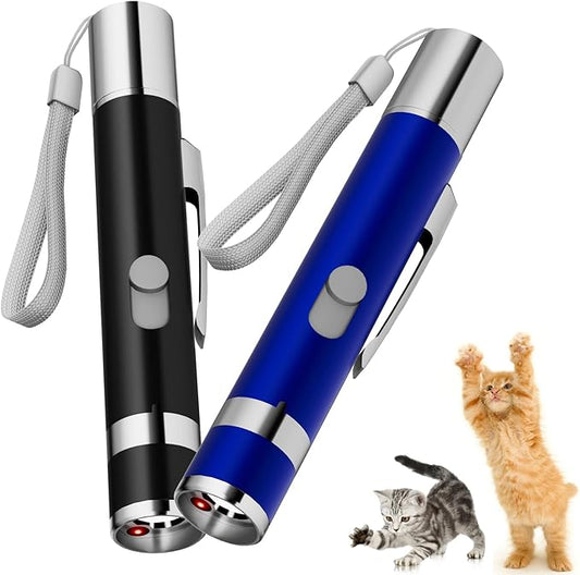 2-Piece Cat Toys Interactive for Indoor Cats, 7 Patterns, Rechargeable Pointer Toys for Kitten Pet Dog Play Training Exercise, Blue and Black