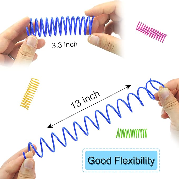 WishLotus Cat Toys for Indoor Cats Interactive 3.34in 4 Colors Cat Spring Toy, 8pc Big Springs Set Lightweight Durable High Elasticity Cat Spiral Springs for Cats to Swat, Hunt to Kill Time (8pcs)