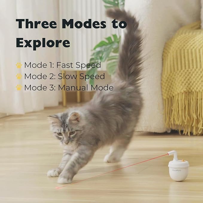 MayMaw Cat Laser Toy - Laser Cat Toys for Indoor Cats, Rechargeable Automatic Cat Laser Toy, Interactive Cat Toy with Tumbler Design, 360° Random Trajectory, 3 Modes, Catnip Included (Beige)