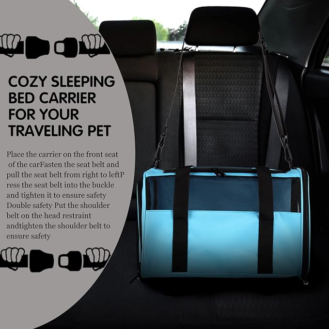 Carriers Soft-Sided Pet Carrier Large Carrier for Medium Large Cats Dogs Under 35Lbs,Breathable Ventilated Design,Collapsible Roomy Carrier with Airline Approved(X-Large,Blue)