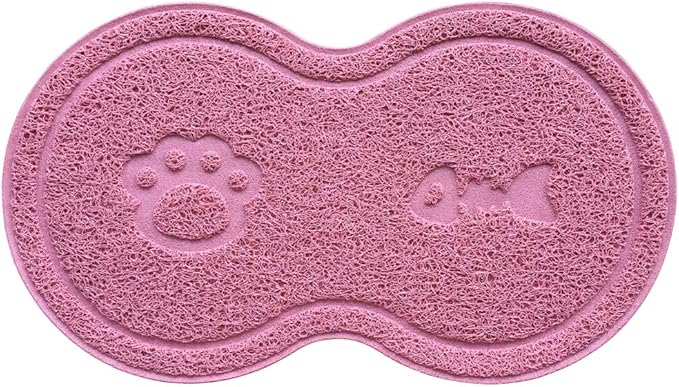 8-Shaped Small Cat Litter Box Debris Catcher Mat,18x10 Inches (Oldrose)