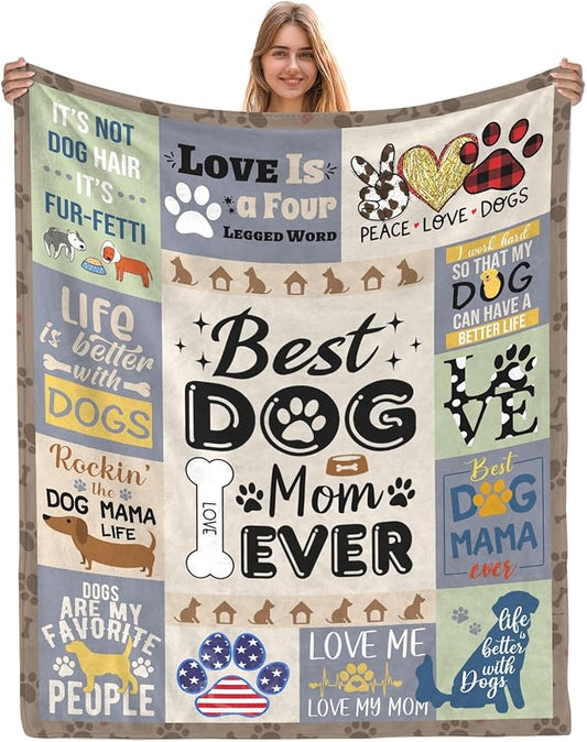 Dog Mom Gifts for Women, Gifts for Dog Lovers Women, Mothers Day Dogs Lovers Gift Throw Blanket 50x60 Inch