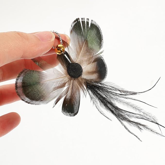 FRCOLOR 6pcs Replacement Head for Cat Teaser Toy, Cat Fishing Pole Toy Attachment Interactive Cat Toy Cat Teaser Toy Feathers Cat Toys